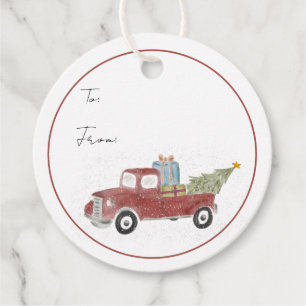 Etiqueta para Presente   Feriado Red Truck