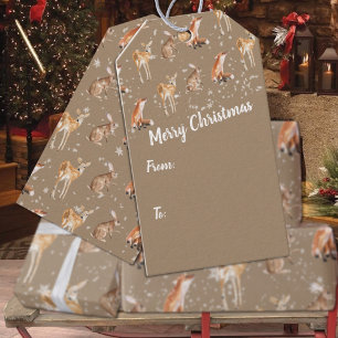 Etiqueta Para Presente Feriado Rustic Kraft Elegant Snowy Winter