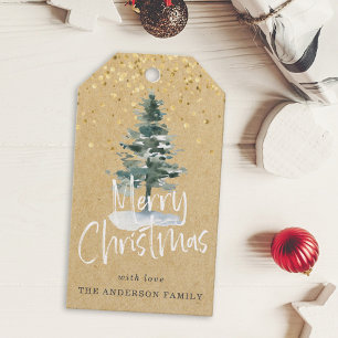 Etiqueta Para Presente Feriado Rustic Snowy de Natal