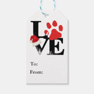Etiqueta Para Presente Feriado Santapaws - impressão da pata no AMOR do