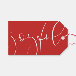 Etiqueta Para Presente Feriado vermelho de script alegre
