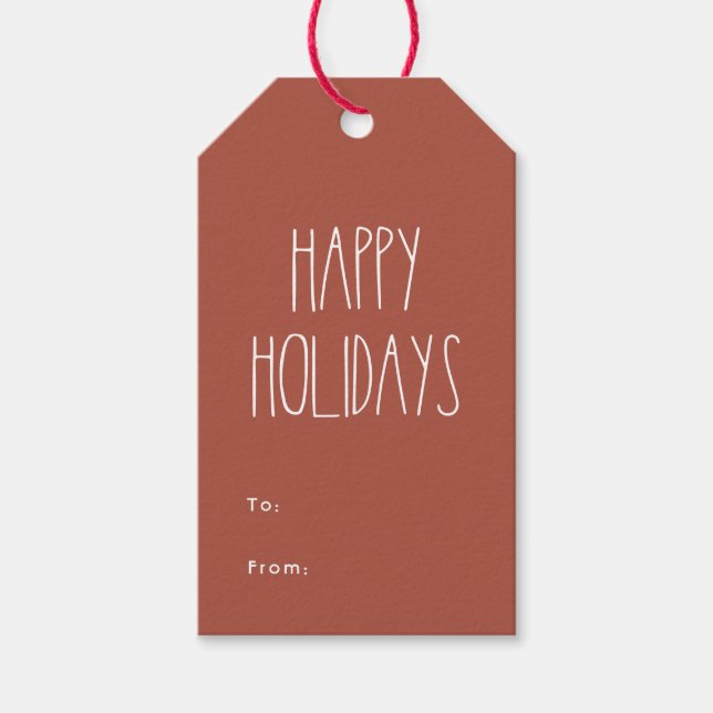 Etiqueta Para Presente Feriados felizes da Bolinhas Red Boho para (Frente)