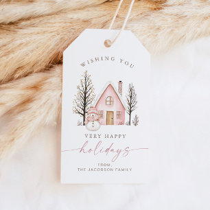 Etiqueta Para Presente Feriados Felizes da Casa Branca de Neve