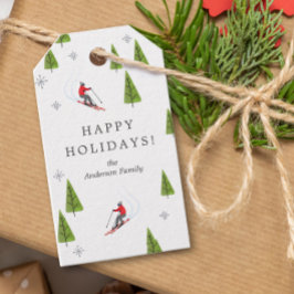 Etiqueta Para Presente Feriados felizes da Descida de Esqui