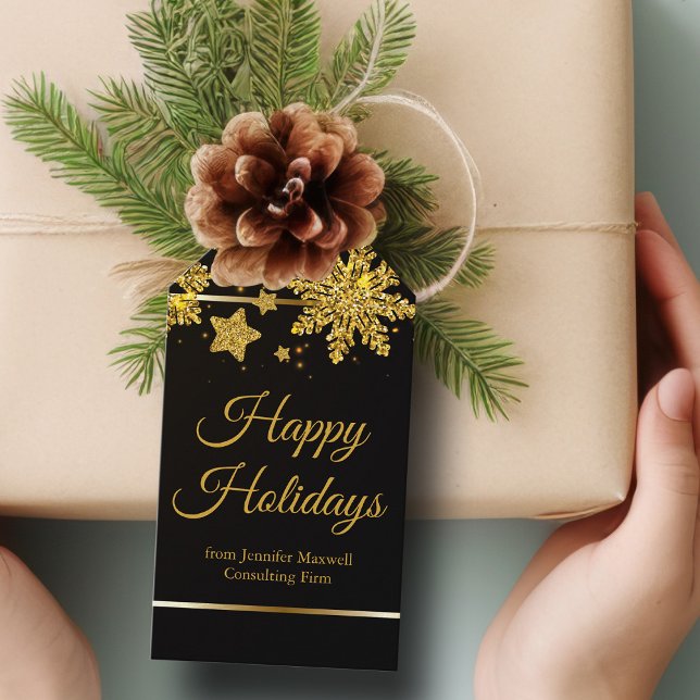 Etiqueta Para Presente Feriados Felizes em Chic Personalizados com Floco  (Criador carregado)