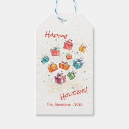 Etiqueta Para Presente Feriados Felizes para Retro Bonitos