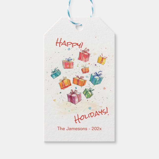 Etiqueta Para Presente Feriados Felizes para Retro Bonitos (Frente)