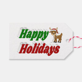 Etiqueta Para Presente Feriados Felizes, Reindeer, tipografia de Natal