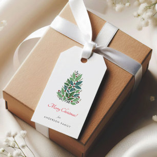 Etiqueta Para Presente Feriados Simples de Árvore de Cereja de Natal