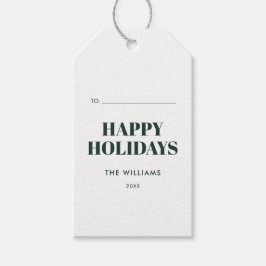 Etiqueta Para Presente Feriados Verdes e Brancos Modernos