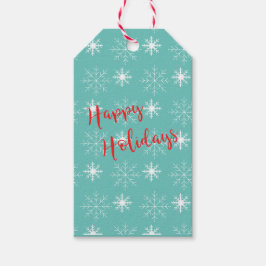 Etiqueta Para Presente Feriados Vermelhos Modernos, Teal, Stars Gift Tag