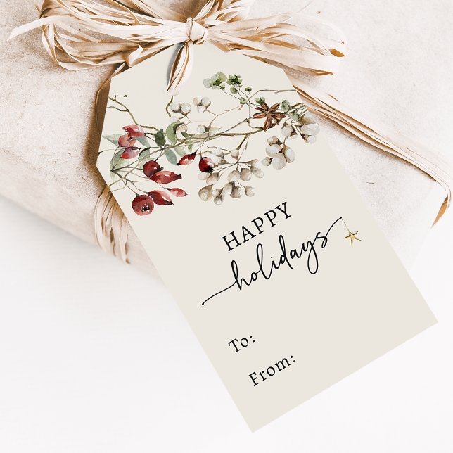 Etiqueta Para Presente Férias Botânicas (Botanical Holidays Gift Tags
)