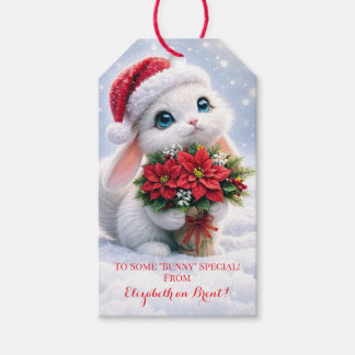 Etiqueta Para Presente Férias de Natal Coelhinho Fofo Flores