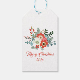 Etiqueta Para Presente Férias de Natal Moderno e Feliz Férias de Folhagem