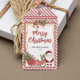 Etiqueta Para Presente Férias Feliz Natal Papai Noel Trenó Cane de Açúcar