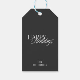 Etiqueta Para Presente Férias Felizes | Família Personalizável Preto e Br