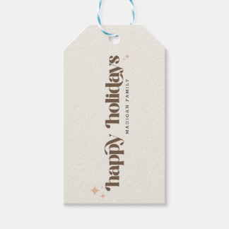 Etiqueta Para Presente Férias Felizes Família Script Retro Natal