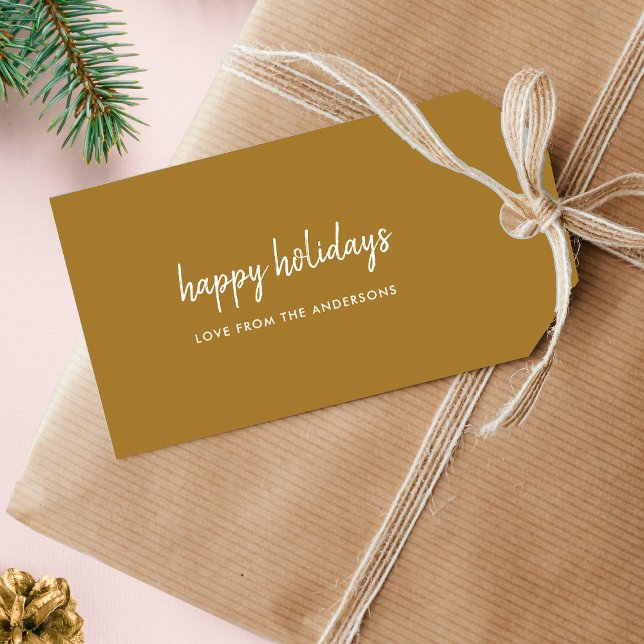 Etiqueta Para Presente Férias Felizes Natal em Ouro (Criador carregado)