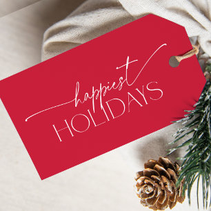 Etiqueta Para Presente Férias Mais Felizes Tipografia Elegante Natal