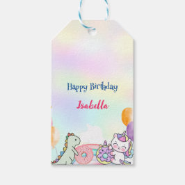 Etiqueta Para Presente Festa Bela Rosquinha Dino Unicorn Birthday Rainbow