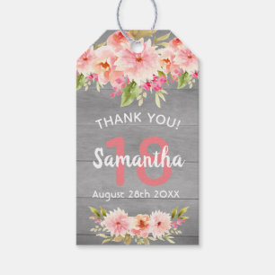 Etiqueta Para Presente Festa coral dahlia cinza obrigado
