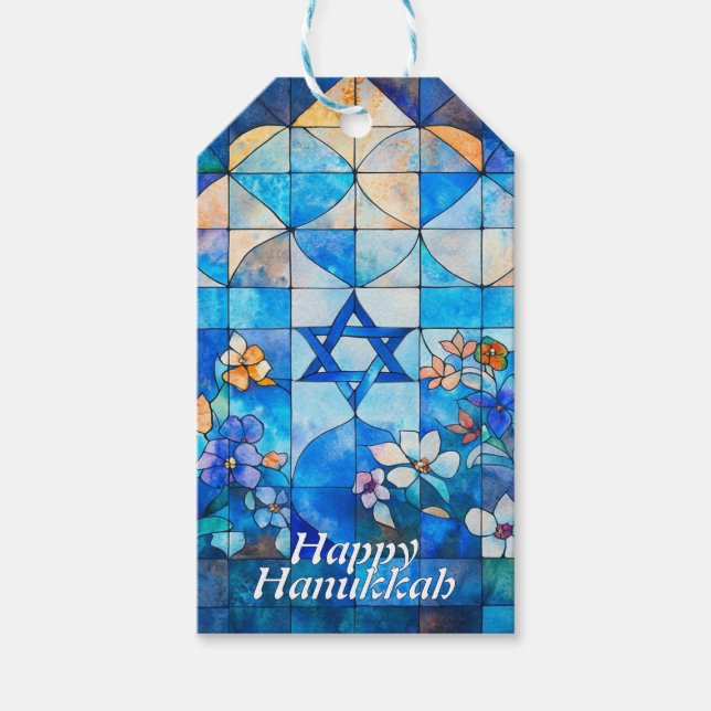 Etiqueta Para Presente Festa das Luzes de Hanukkah (Frente)