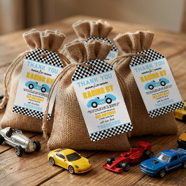 Etiqueta Para Presente Festa de 3 Anos do Carro de Corrida Rápido & Três