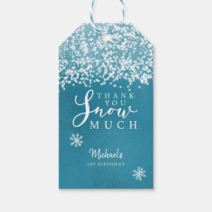 Etiqueta Para Presente Festa de aniversário Azul De Inverno Muito Obrigad