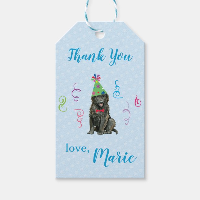 Etiqueta Para Presente Festa de aniversário Belga Sheepdog Obrigado (Frente)
