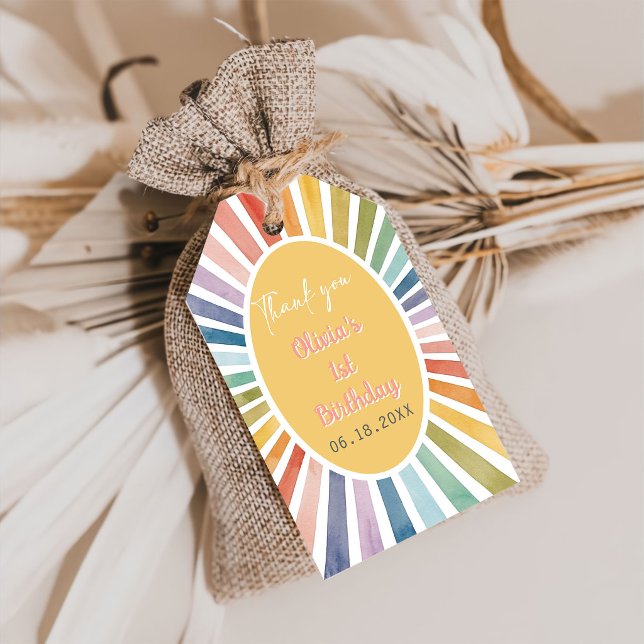 Etiqueta Para Presente Festa de Aniversário Boho Sunshine (Criador carregado)