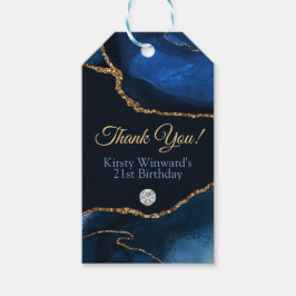 Etiqueta Para Presente Festa de Aniversário com Ágata Brilho Azul Marinho