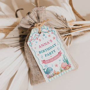 Etiqueta Para Presente Festa de Aniversário da Baleia em Aquarela