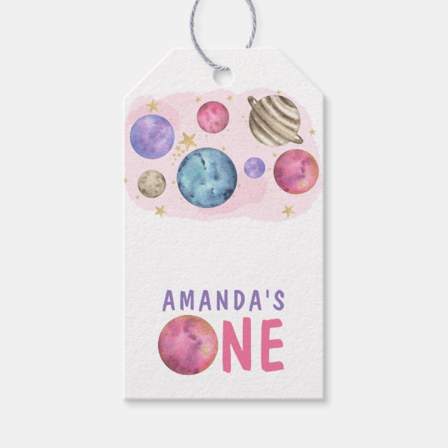 Etiqueta Para Presente Festa de aniversário da Galaxy Space Girl (Frente)