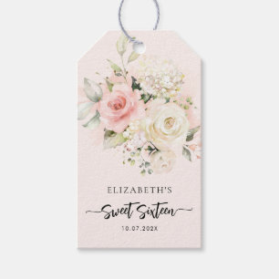 Etiqueta Para Presente Festa de Aniversário de 16 Anos Sweet Floral Rosa 
