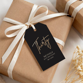 Etiqueta Para Presente Festa de Aniversário de 30 Anos Elegante em Preto