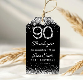 Etiqueta Para Presente Festa de Aniversário de 90 anos Elegant Diamonds O