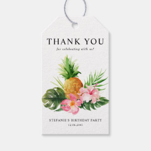Etiqueta Para Presente Festa de Aniversário de Abacaxi em Aquarela Obriga