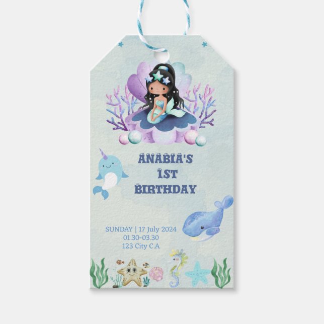 Etiqueta Para Presente Festa de aniversário de Aquarela Mágica (Frente)