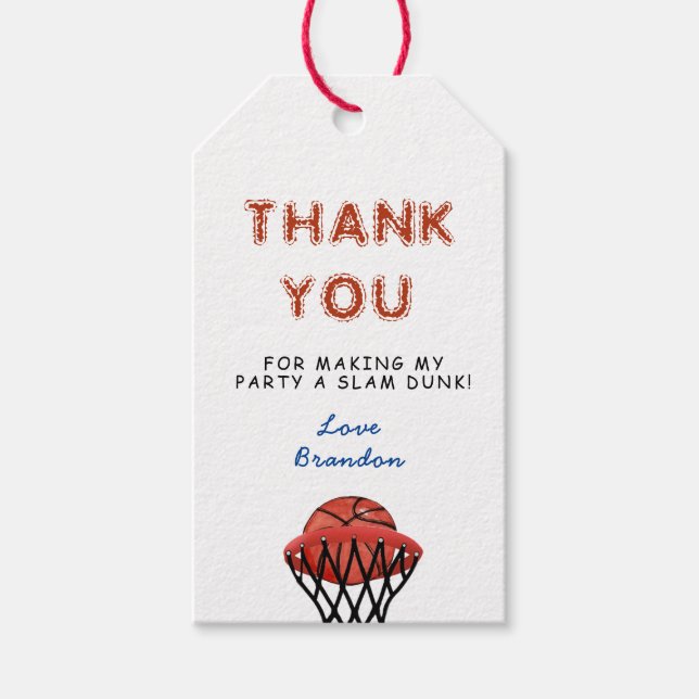 Etiqueta Para Presente Festa de Aniversário de Basquete Obrigado  (Frente)