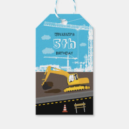 Etiqueta Para Presente Festa de aniversário de Caminhões de Construção de