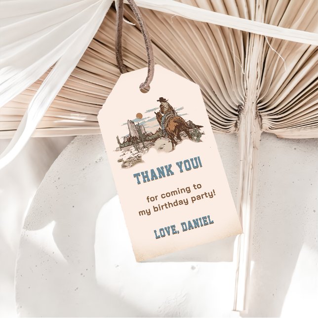 Etiqueta Para Presente Festa de aniversário de cowboy ocidental (Criador carregado)