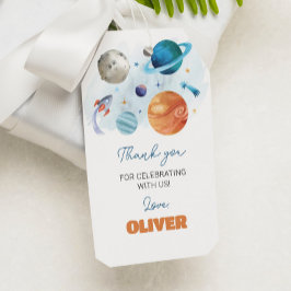 Etiqueta Para Presente Festa de aniversário de Espaço Exterior Obrigado E