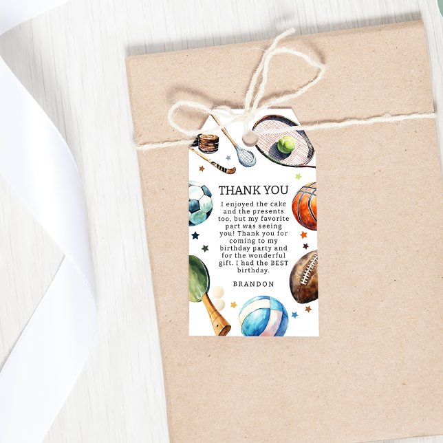 Etiqueta Para Presente Festa de aniversário de Esportes Modernos (Criador carregado)