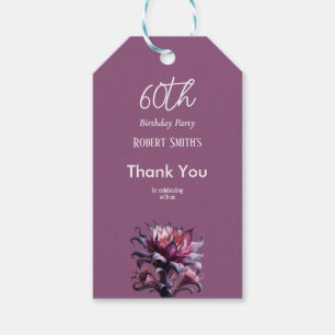Etiqueta Para Presente Festa de aniversário de Flor Roxo Elegante
