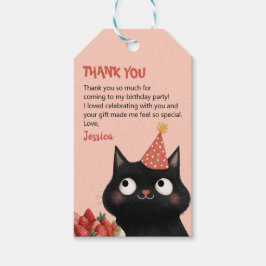 Etiqueta Para Presente Festa de aniversário De Gatos Pretos Puros Obrigad