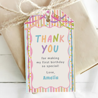 Etiqueta Para Presente Festa de Aniversário de Menina Caprichosa Colorida