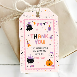 Etiqueta Para Presente Festa de Aniversário de Menina de Halloween Rosa