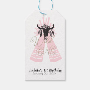 Etiqueta Para Presente Festa de Aniversário de Meninas Pink & Black Boho 