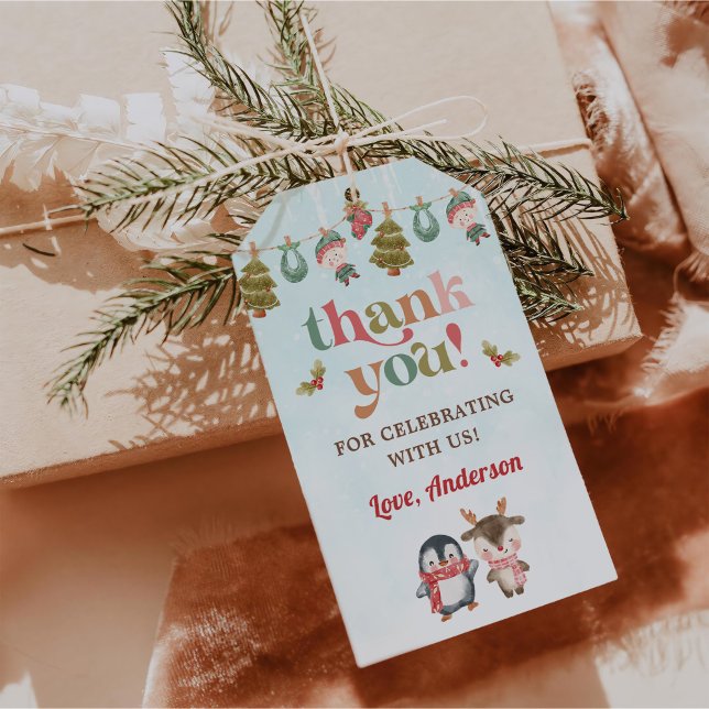 Etiqueta Para Presente Festa de Aniversário de Natal de Inverno (Criador carregado)