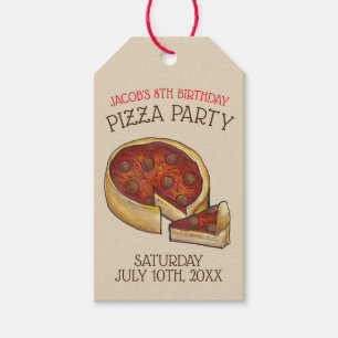 Etiqueta Para Presente Festa de aniversário De Pizza De Pepperoni Para De